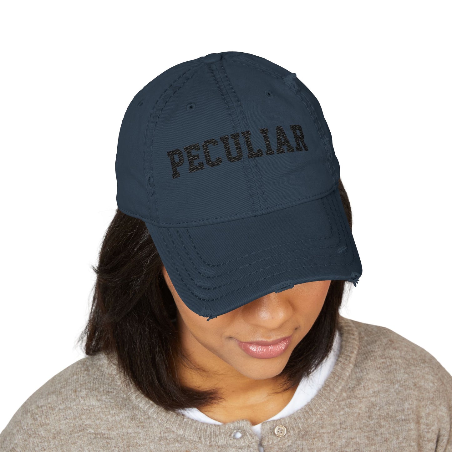 Peculiar Distressed Dad Hat, Vintage Style Cap, Casual Everyday Wear, Perfect Gift for Dads, Trendy Fashion Accessory, Unique [...]