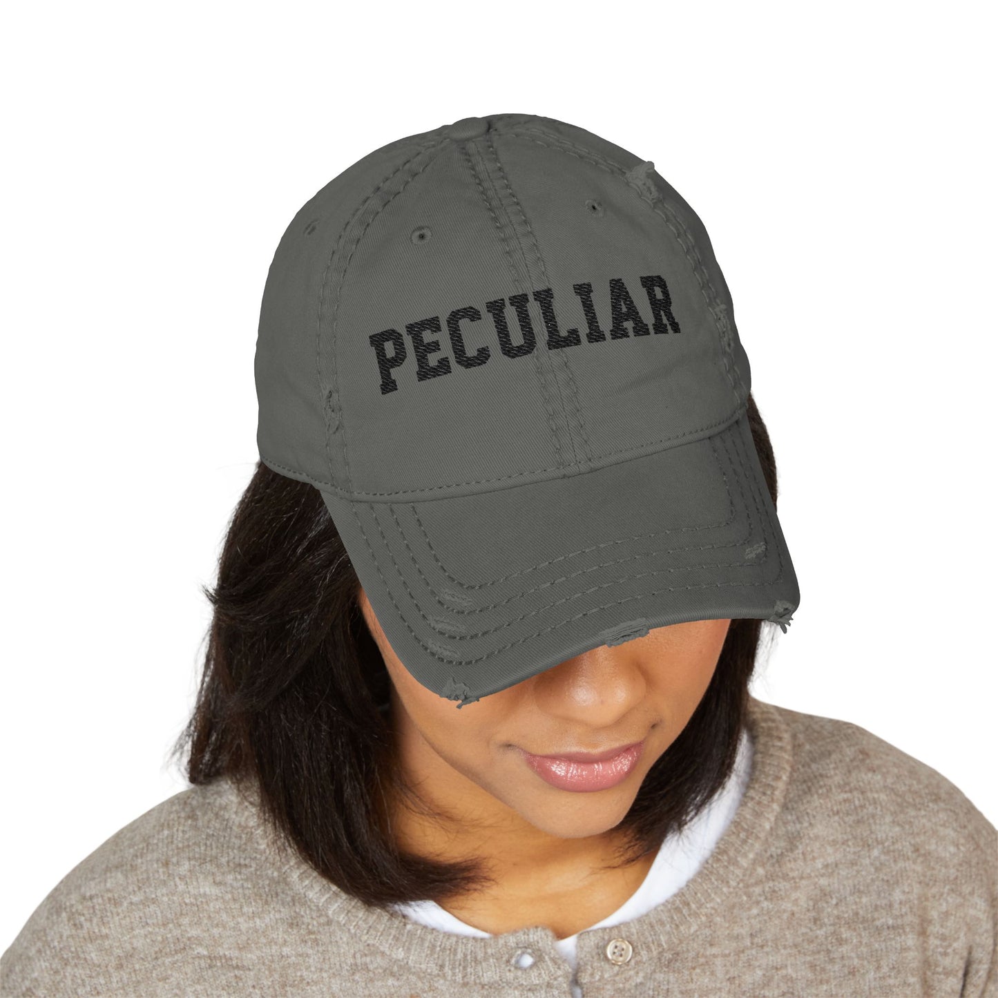 Peculiar Distressed Dad Hat, Vintage Style Cap, Casual Everyday Wear, Perfect Gift for Dads, Trendy Fashion Accessory, Unique [...]